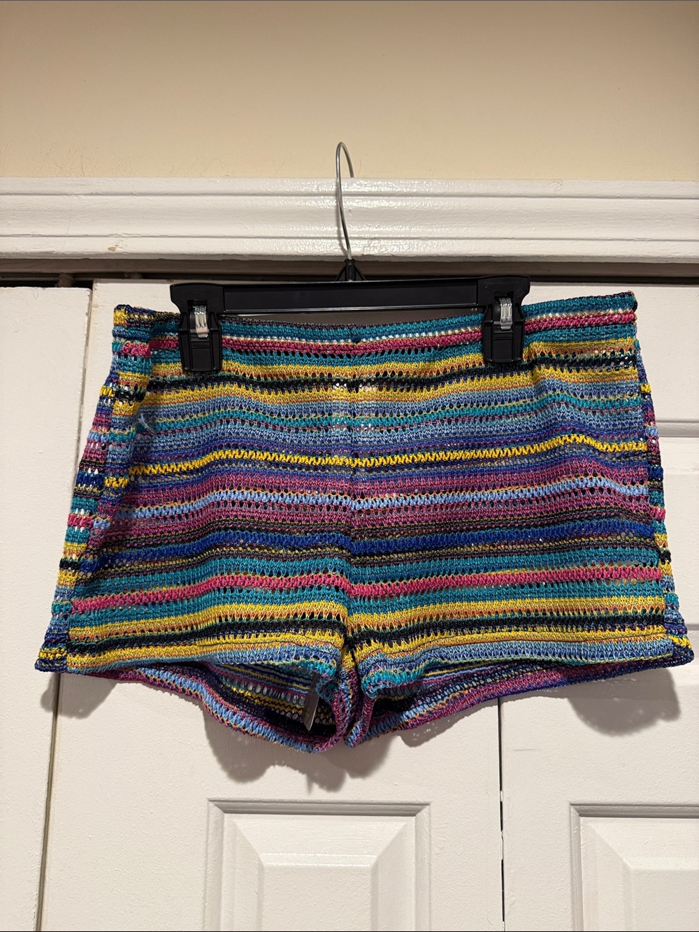 Missguided Multicolor Striped Crochet High Waist Shorts